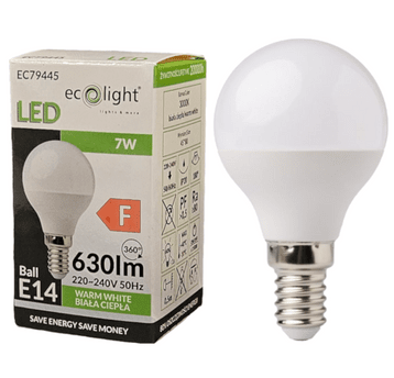 Żarówka LED kulka E14 7W 630lm Barwa Ciepła 3000K