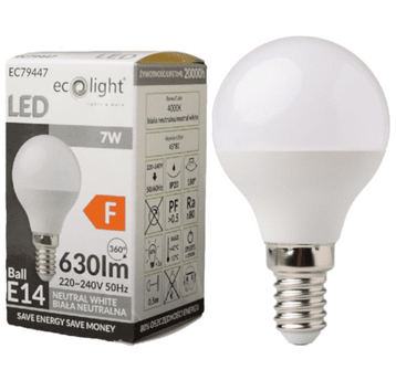 ŻARÓWKA LED KULKA E14 7W 6500K