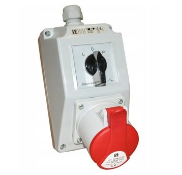 Zestaw instalacyjny z gniazdem 16A 4P (L-0-P) czer