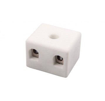 Złączka gwintowa porcelanowa 4mm 2-tory biała z 1