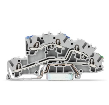 Złączka szynowa 3-pietrowa 4mm2 N/L/PE szara /50sz